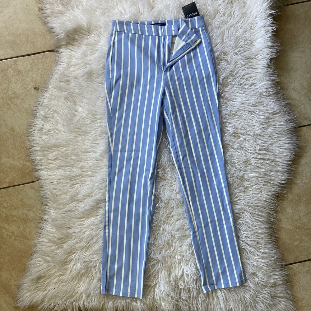 Blue and White Striped Pants